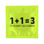 1 + 1 = 3 if you don't use a condom - prezerwatywa z nadrukiem